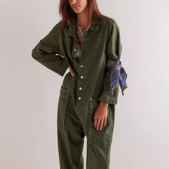 Free People Pants - Free People We The Free Margarita Jumpsuit Rigid Denim Wide Leg L
